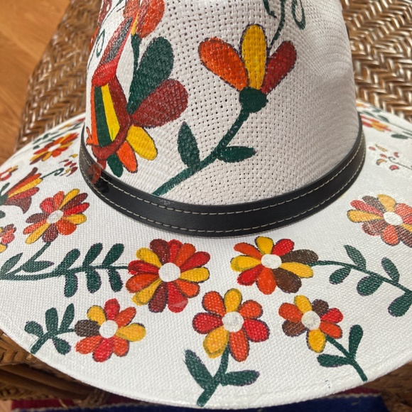 Handcrafted Accessories - Hand painted cowboy garden festival hat